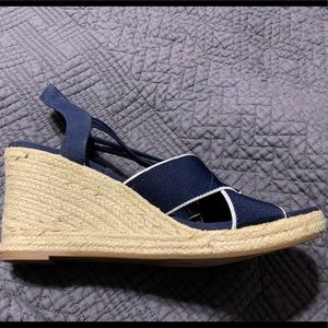 Never worn navy blue wedges